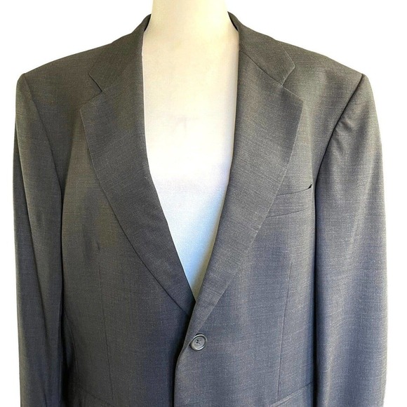 Vtg Banana Republic Men’s Classic Wool Two Button Blazer Charcoal Gray Stretch - Picture 2 of 12